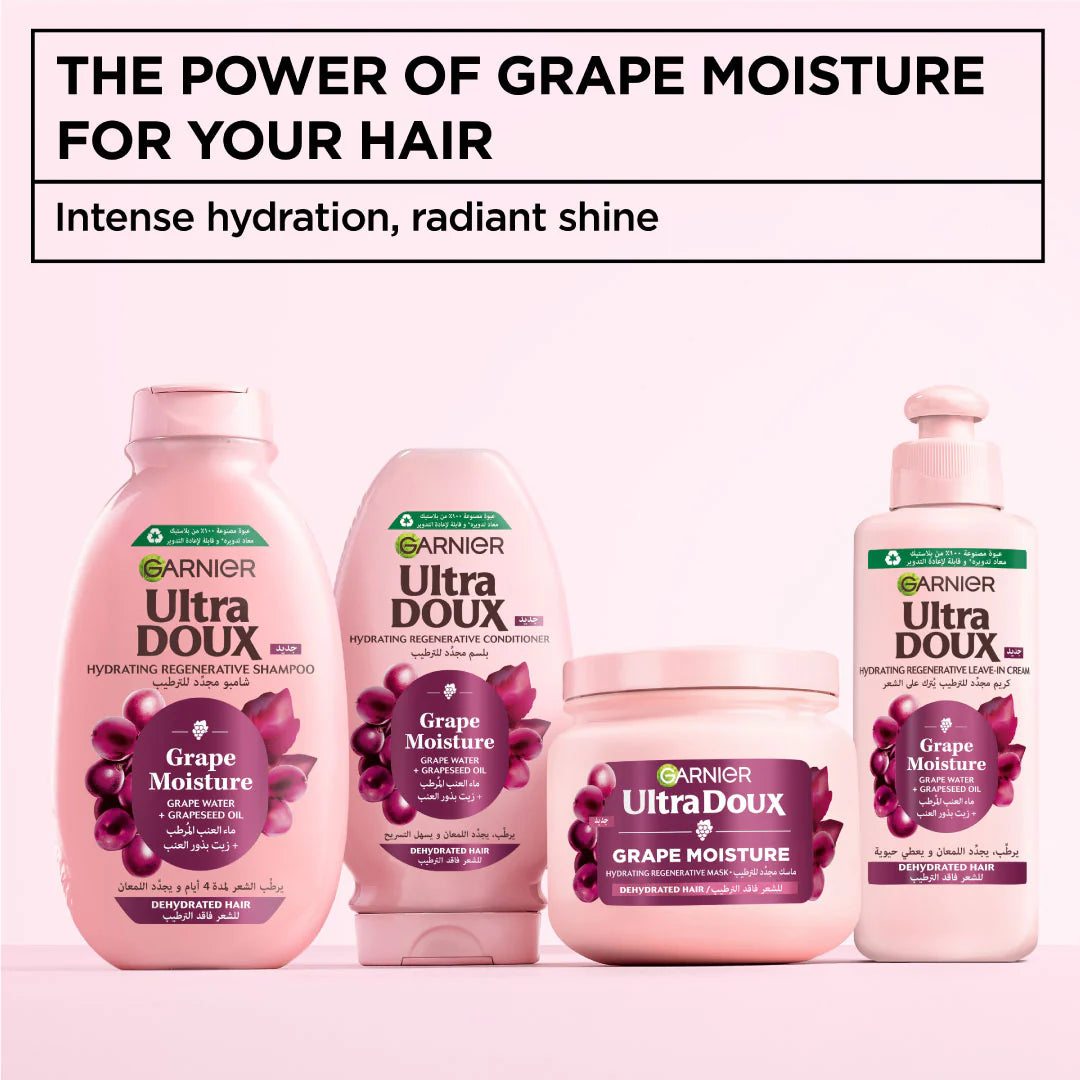 Garnier Ultra Doux Grape Moisture 2 in 1 Styling Cream, Volumizing Hydration for Dehydrated Hair With Hydrating Grape Water + Antioxidant Grapeseed Oil