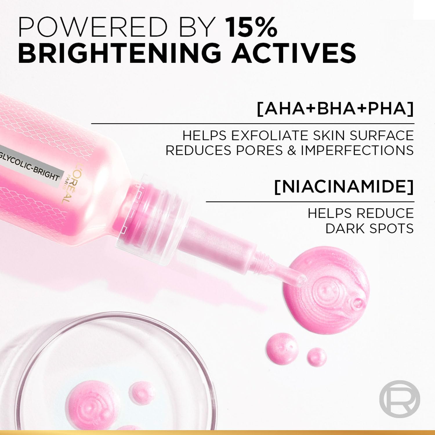 L’Oréal Paris Glycolic-Bright Anti Dark Spot Exfoliant Peel 15% AHA + BHA + PHA + Niacinamide 25ml