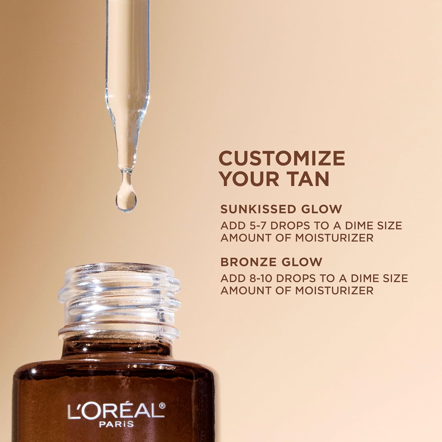 L'Oreal Paris Sublime Bronze Self Tanning Facial Drops with Hyaluronic Acid, Gradual Tan, Fragrance-Free