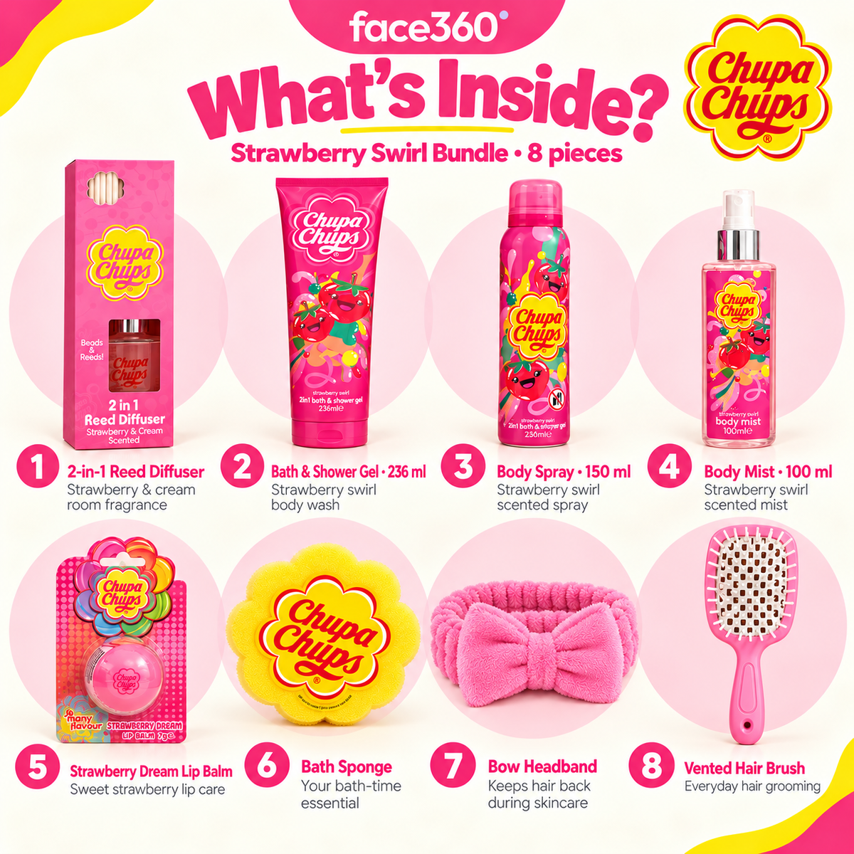 Chupa Chups Strawberry Swirl 8-Pcs