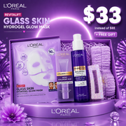 L'Oréal Paris Hyaluron Expert De-Puff & Plump Skincare Kit – Hyaluronic Acid Cleansing Gel, Eye Cream, Glow Mask & 4-Piece Spa Gift Bundle