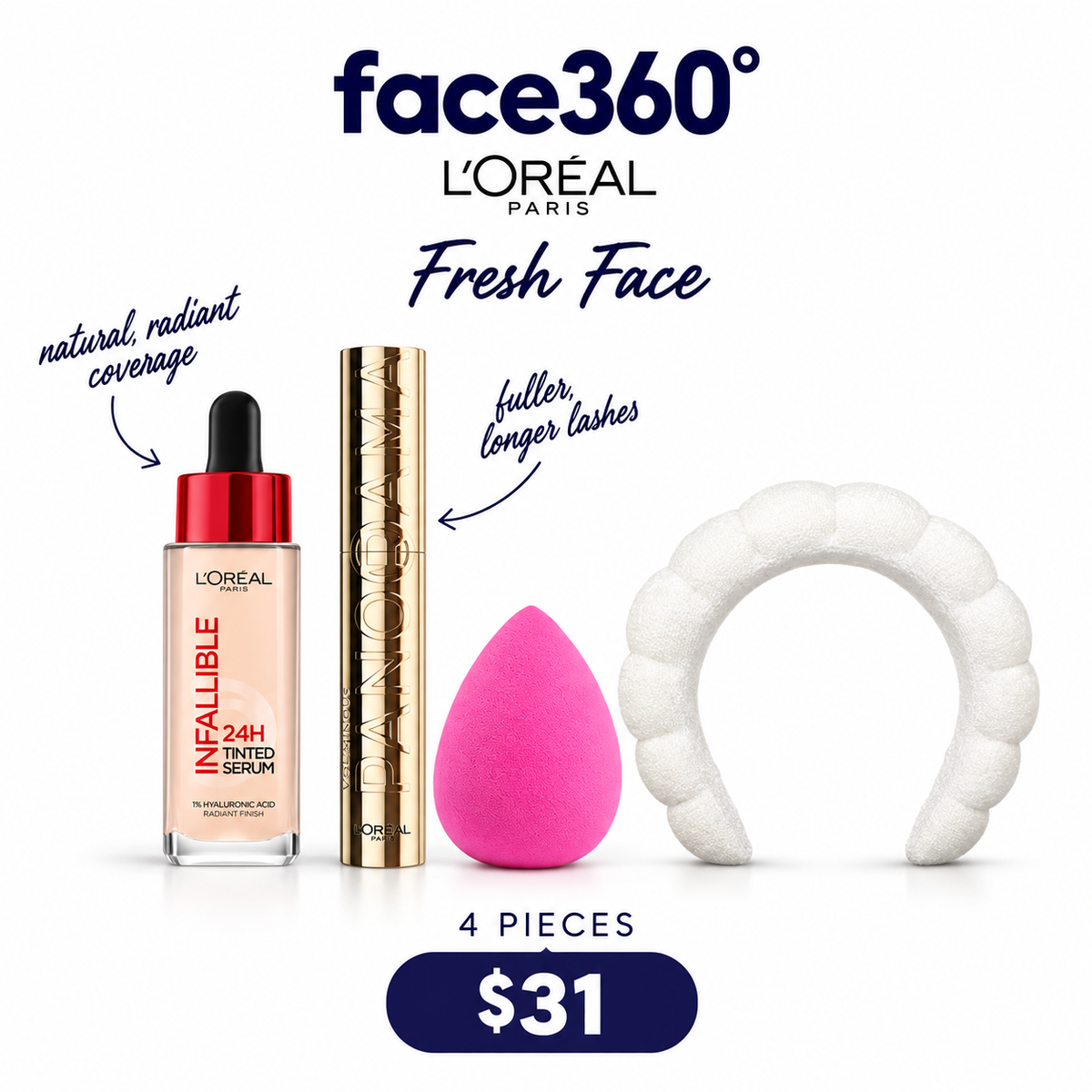 L’Oréal Paris Fresh Face 4-Piece Glow & Glam Bundle – Only $31!
