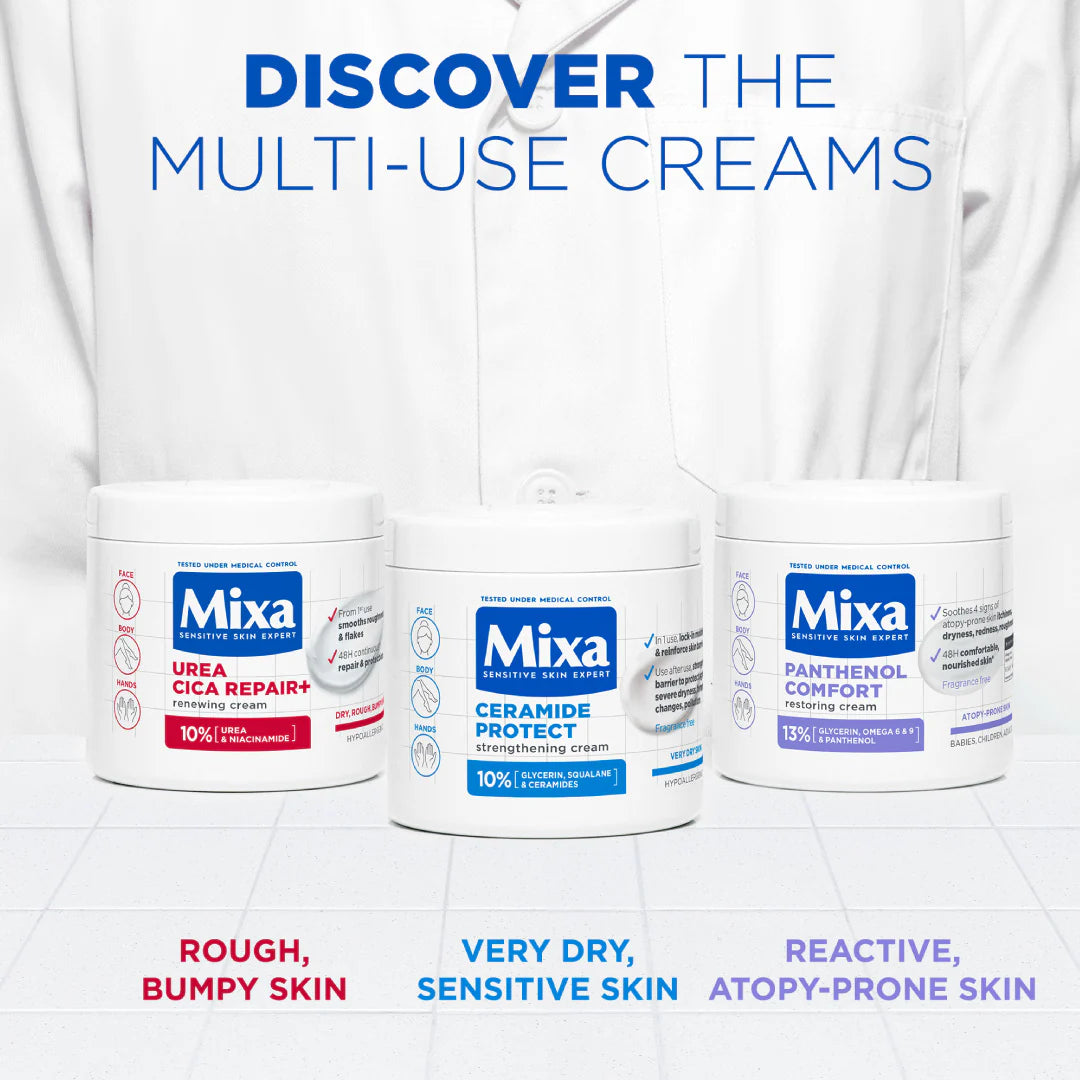 Mixa Panthenol Comfort Moisturizing Cream Jar - Anti-Scratching Cream For Dry Skin, Atopy Prone Skin and Eczema - Face, Hands & Body 400 ml