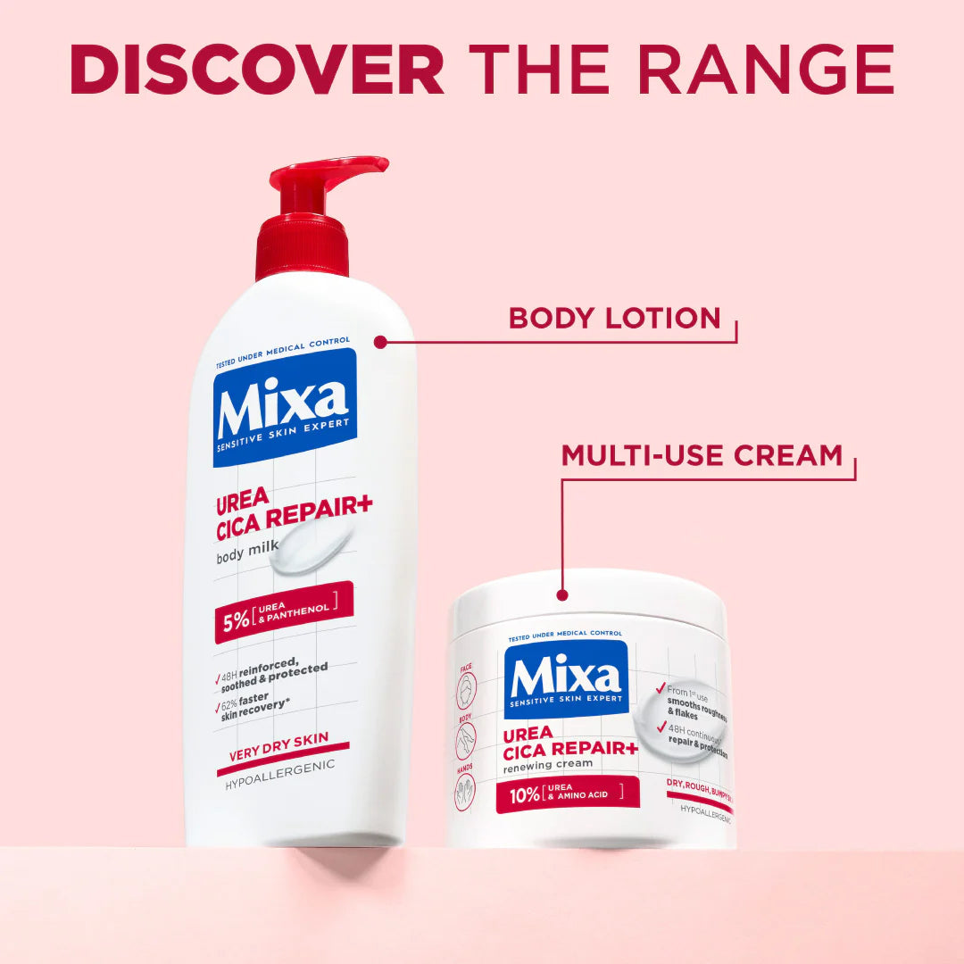 Mixa Urea Cica Repair Moisturizing Cream Jar For Keratosis Pilaris With 10% Urea and Niacinamide For Face, Hands & Body 400 ml