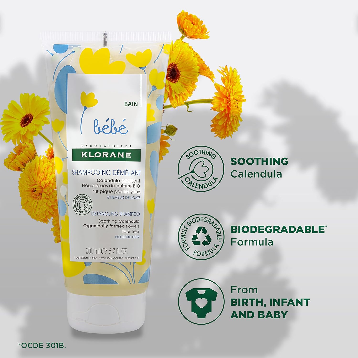 Klorane Bébé Gentle Detangling Shampoo - Fine, Delicate Hair