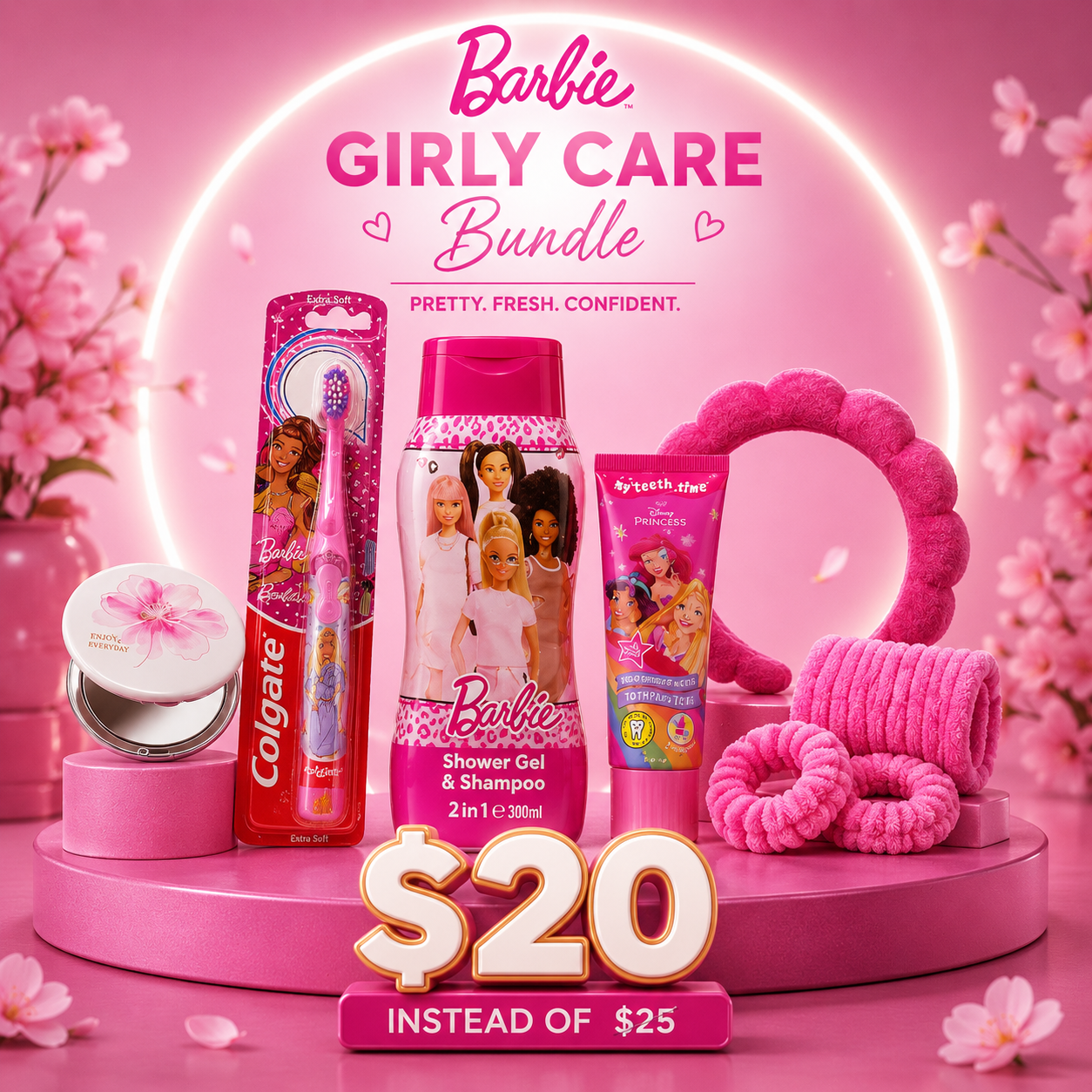 Fun & Fresh: All-In-One Barbie Princess Bath & Smile Bundle