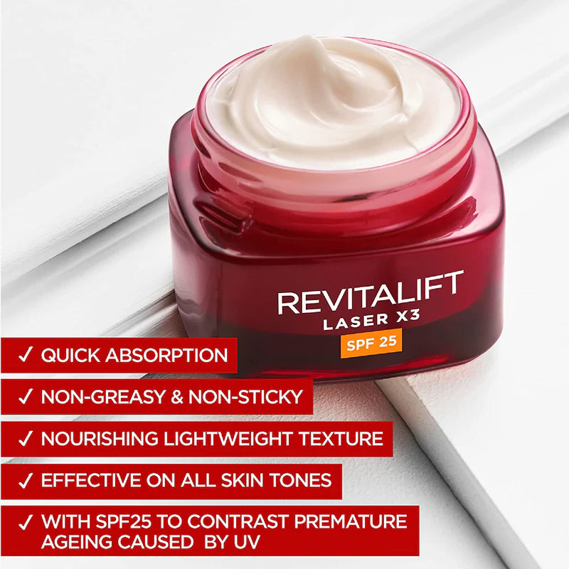 L'Oréal Paris Revitalift Laser Day Cream SPF20 – Anti-Aging Face Moisturiser 50ml