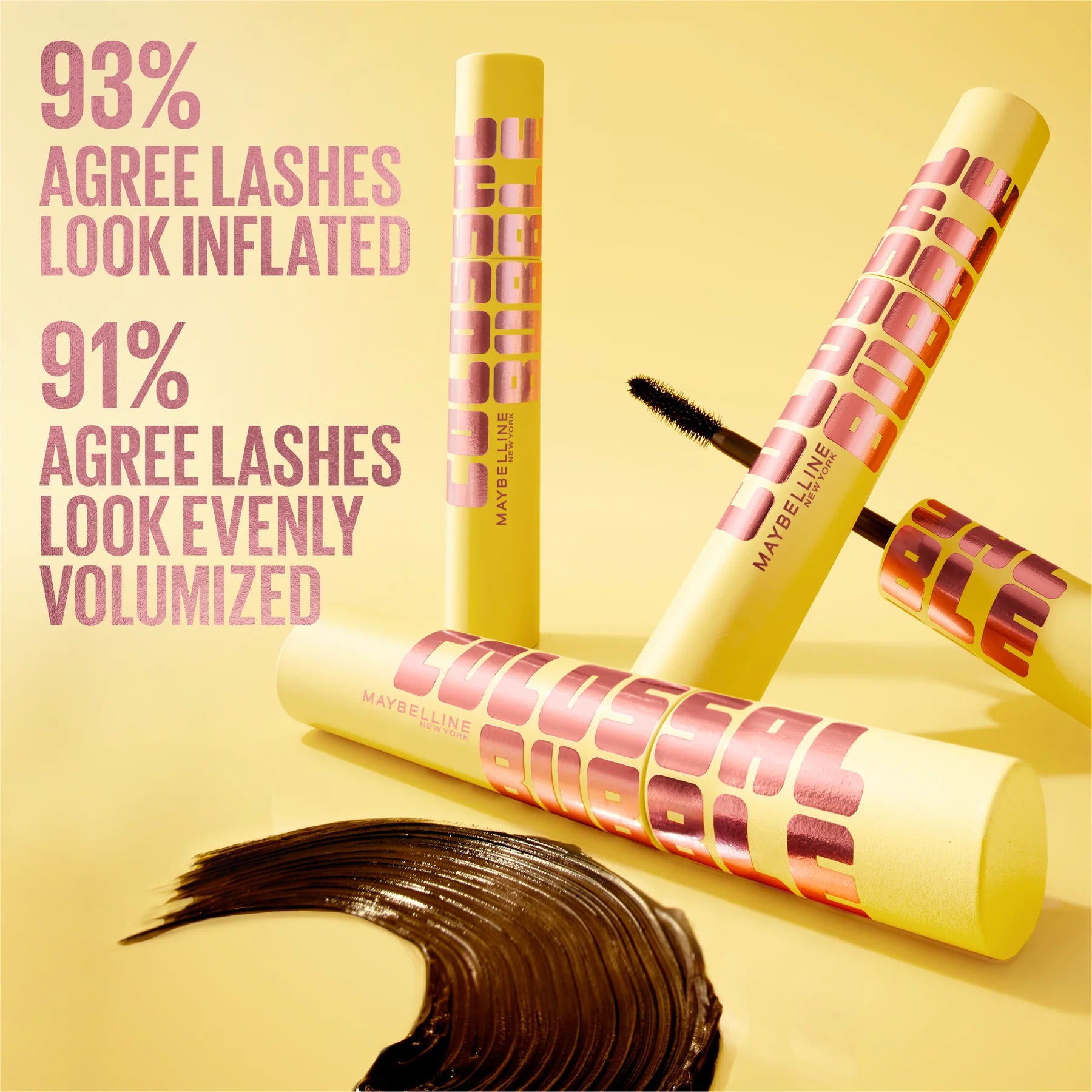 Maybelline New York Colossal Bubble Mascara Buildable Sleek Volume and Long Lasting 24HR Wear Mascara| Inflator Comb Brush to Separate Lashes