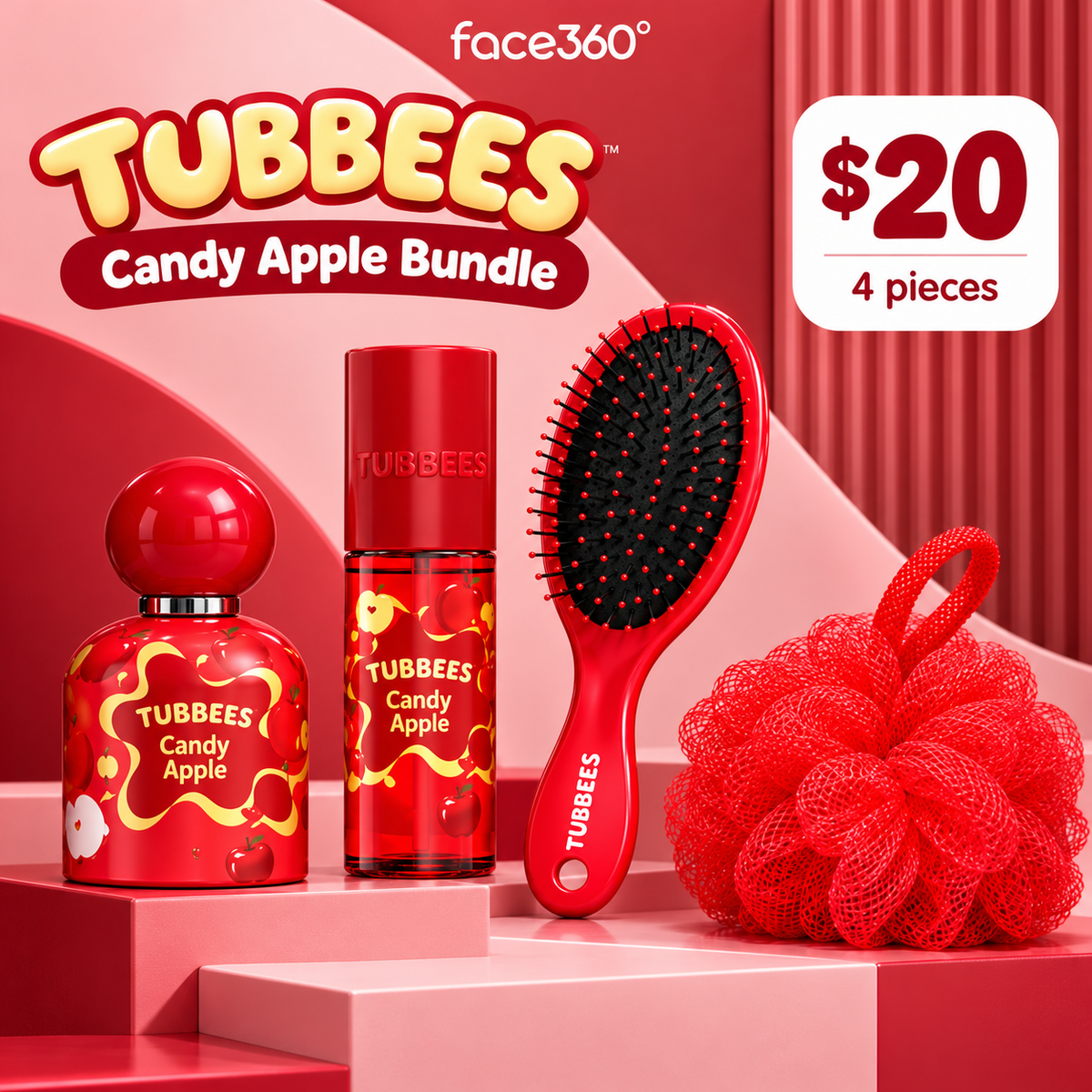 Tubbees Candy Apple Fragrance & Self-Care Bundle