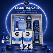 NIVEVA MEN Essential Care Bundle: Complete 5-Piece Grooming Kit with Free Lip Balm ($24)