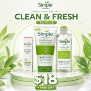 Simple Clean & Fresh (moisturising Facial Wash 150ml + Micellar Water 200ml + Revitalising Eye Roll On )