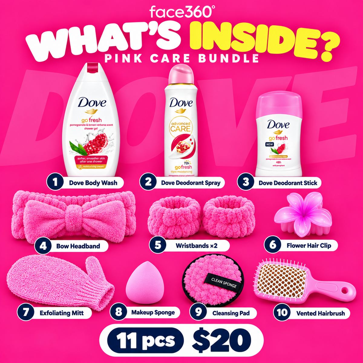 Dove Go Fresh Pomegranate 11-Pcs Set