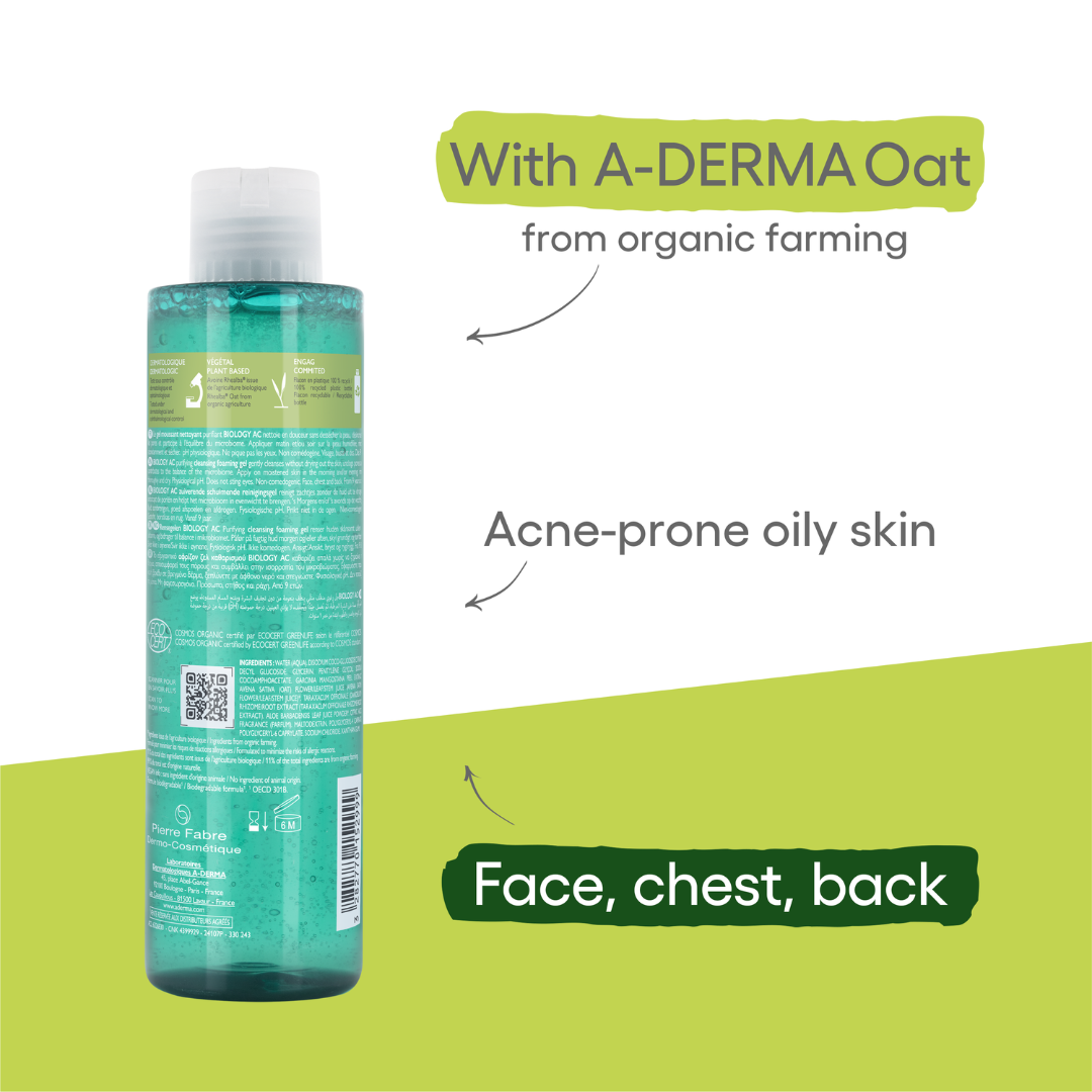 A-Derma Biology AC Perfect Anti-blemish Fluid And Biology AC Purfifying Foaming Gel Buy 1 Get 1 Pouch Bundle