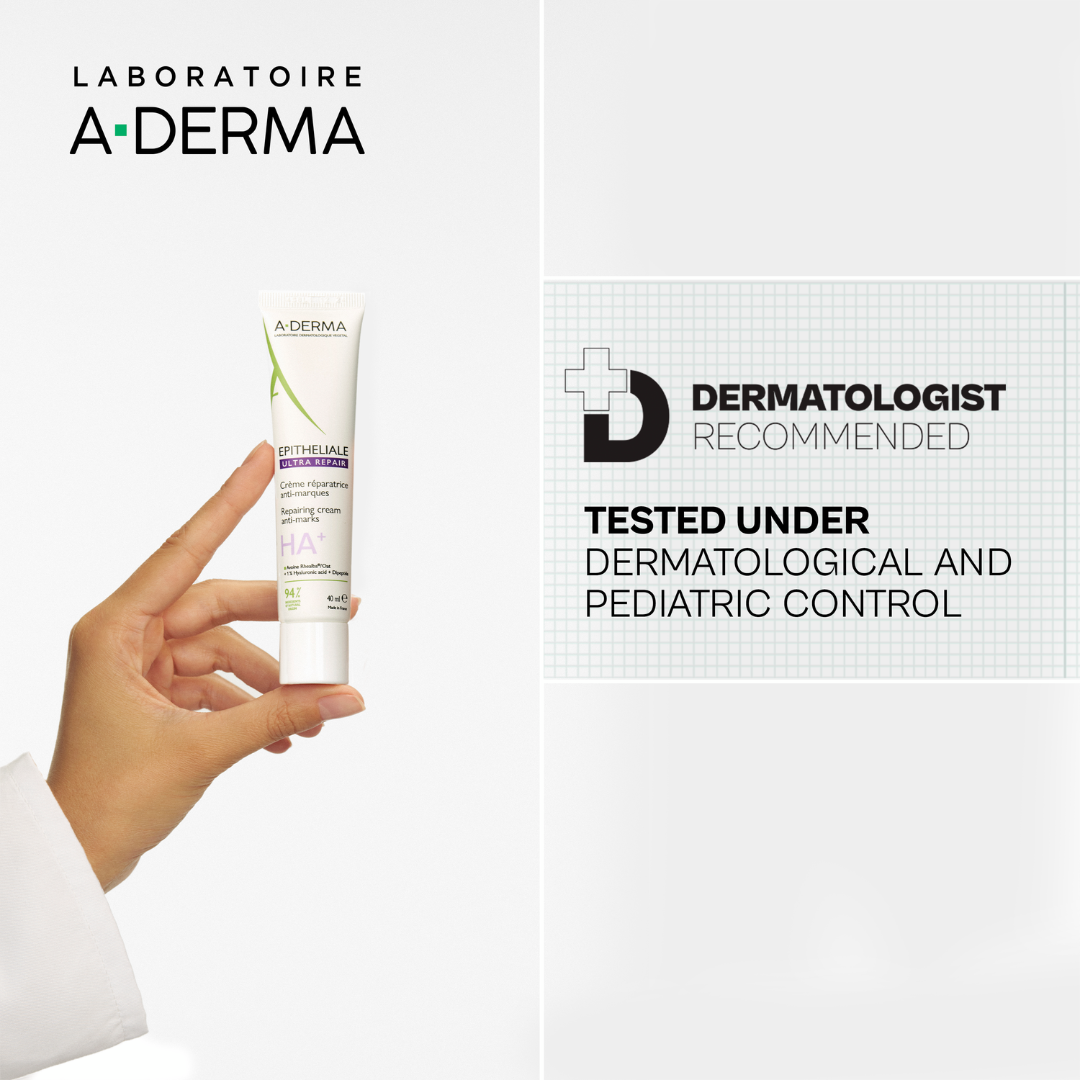A-Derma Epitheliale AH Ultra Anti-mark Repairing Cream And A-Derma Oat Rhealba Hand Cream Buy 1 Get 1 Pouch Bundle