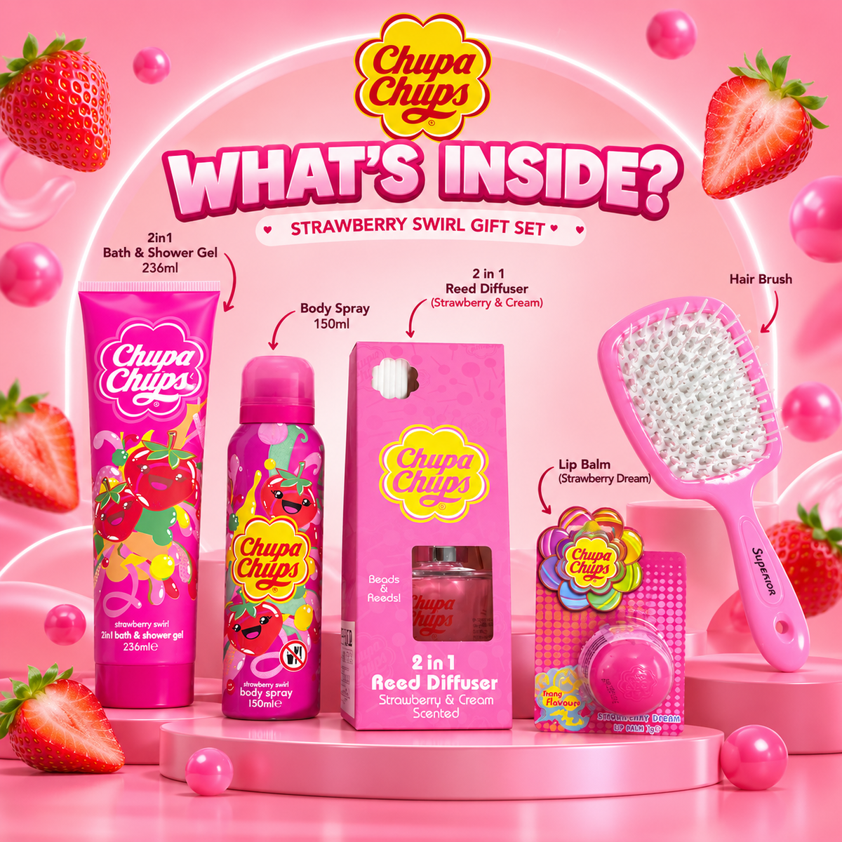 Chupa Chups Strawberry Glow 5-Pcs
