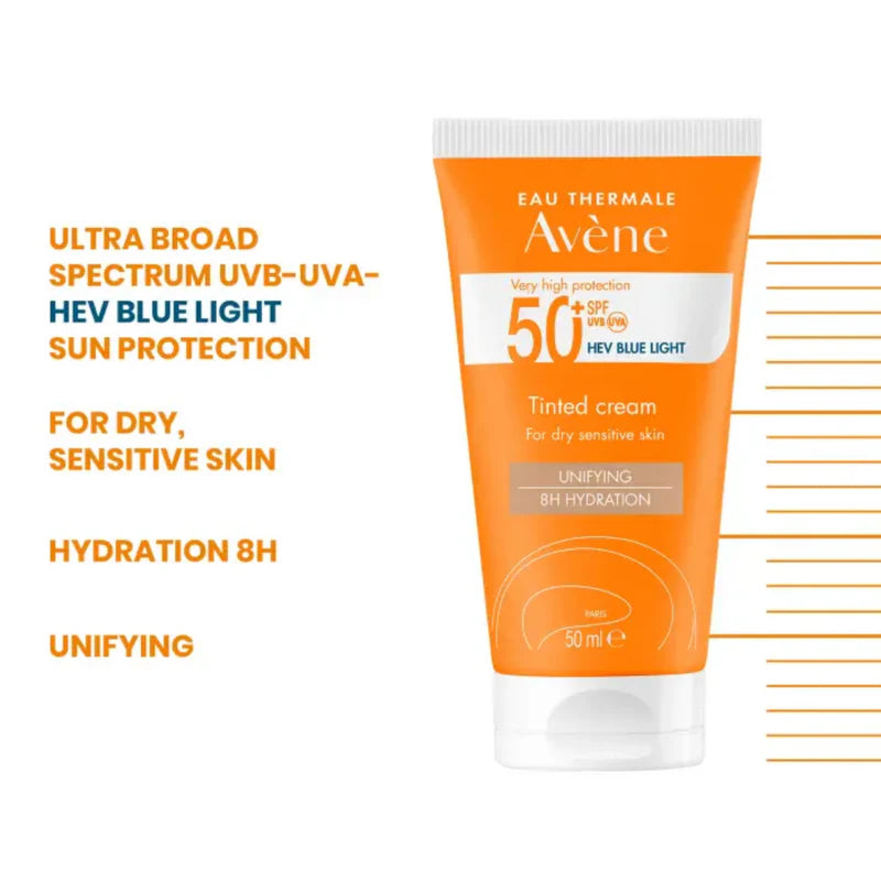 Avène Ultra Broad Spectrum SPF50+ Tinted Cream – Hydrating & Tinted Sunscreen for Dry, Sensitive Skin