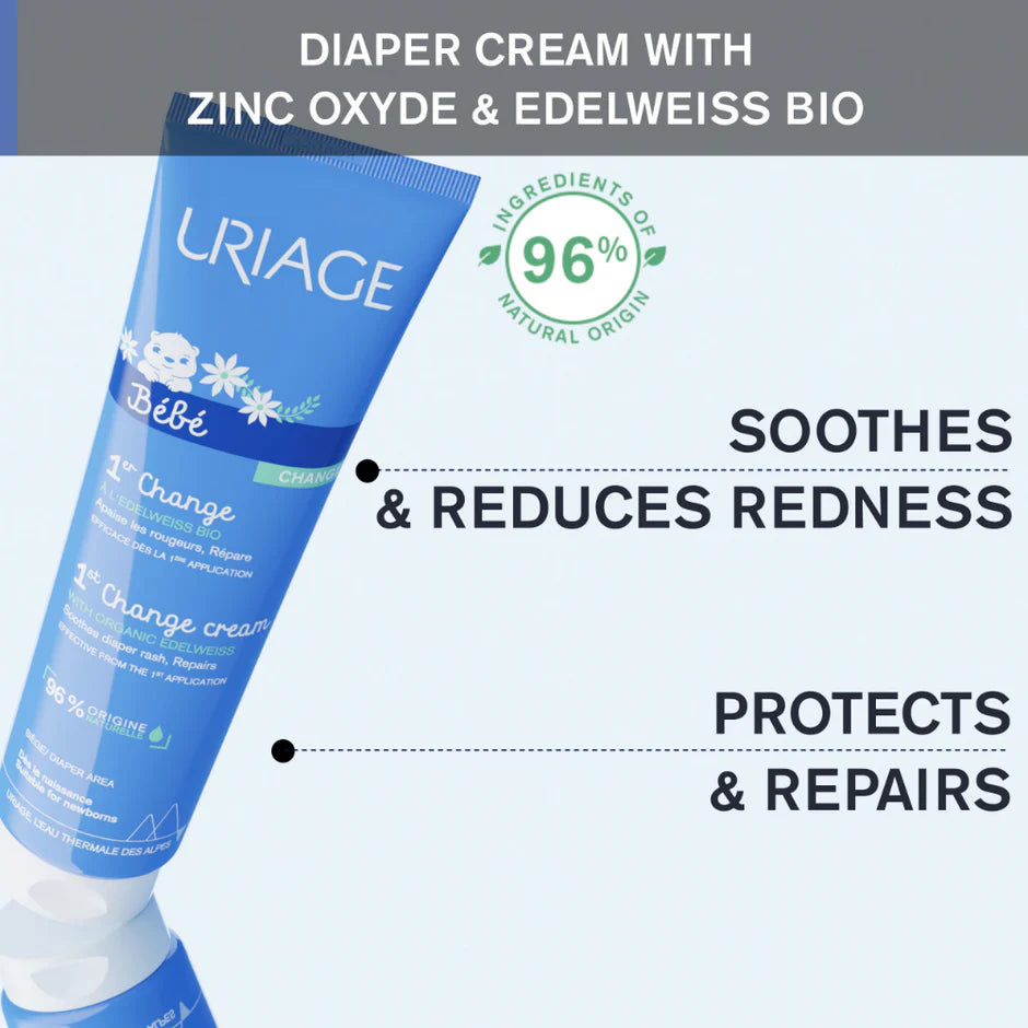Uriage Bébé 1st Change Cream - Prevents and Soothes Nappy Redness, Repairs