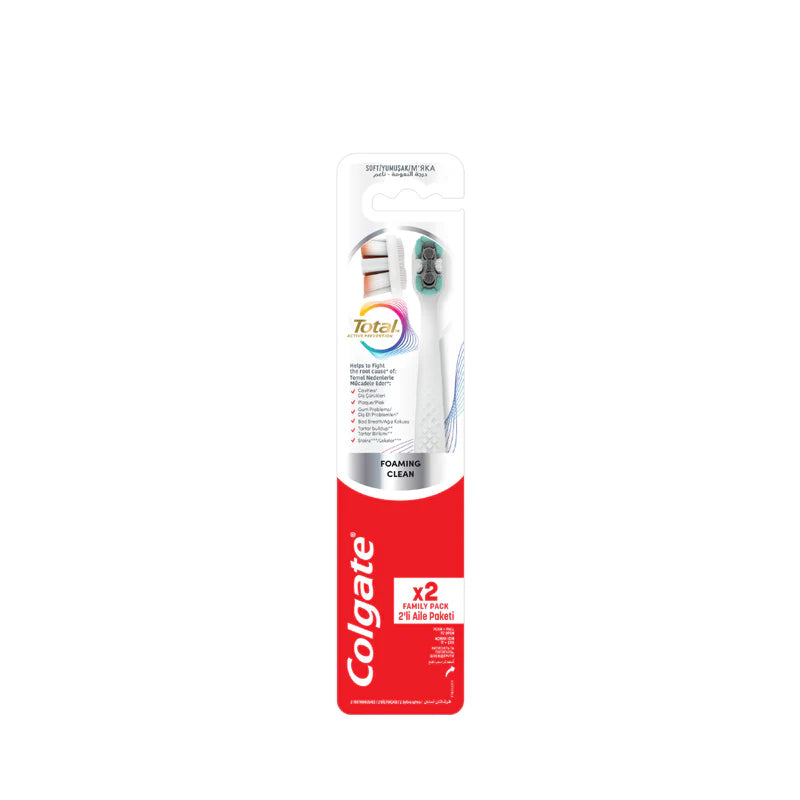 Colgate Total Active Prevention Foaming Clean Soft Toothbrush 1+1