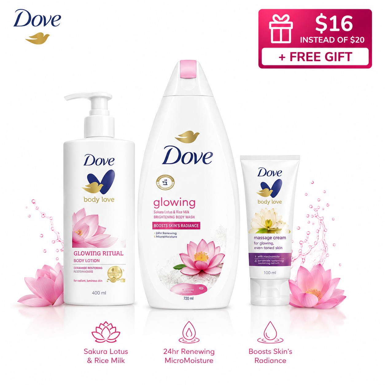 Dove Glowing Ritual Body Care Bundle