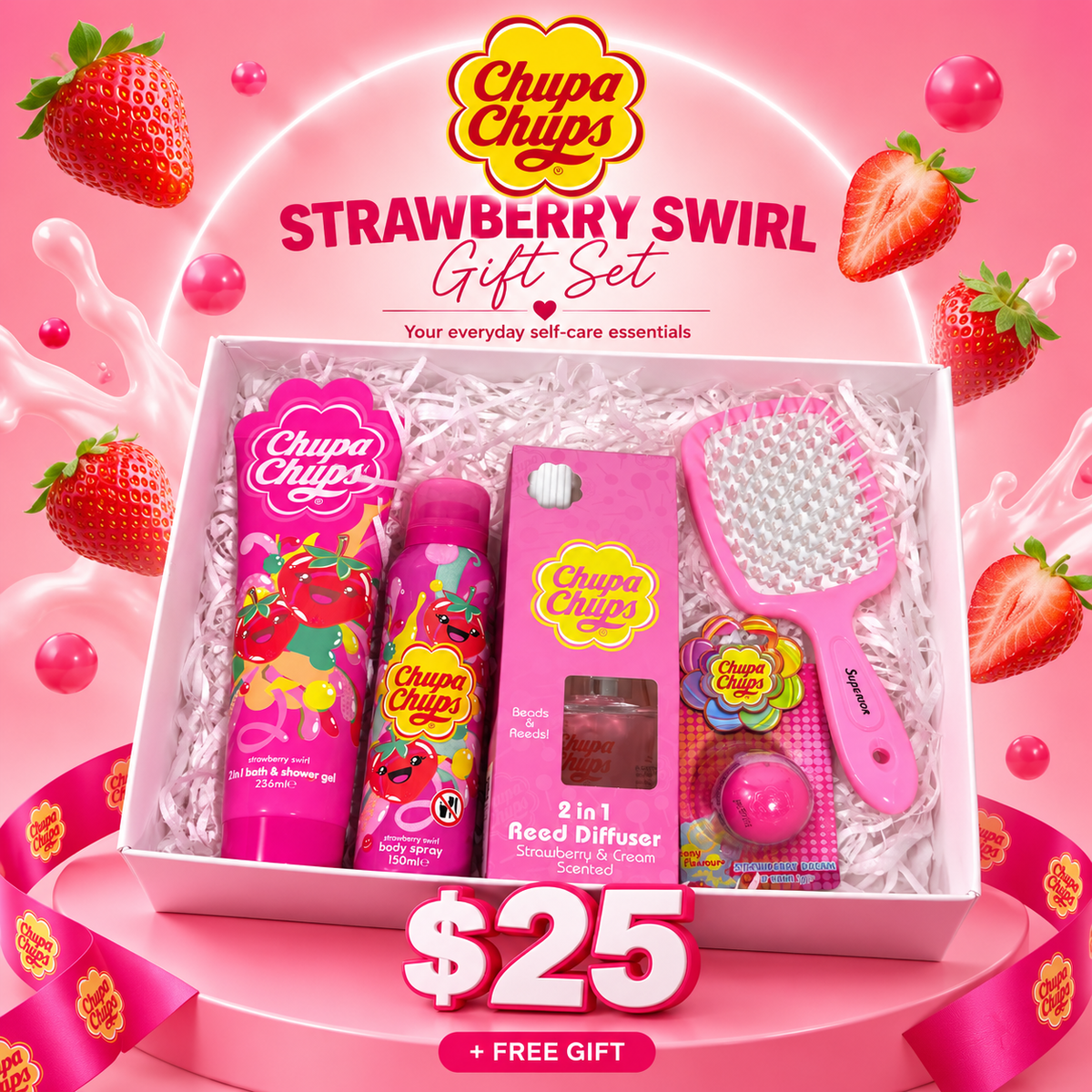 Chupa Chups Strawberry Glow 5-Pcs