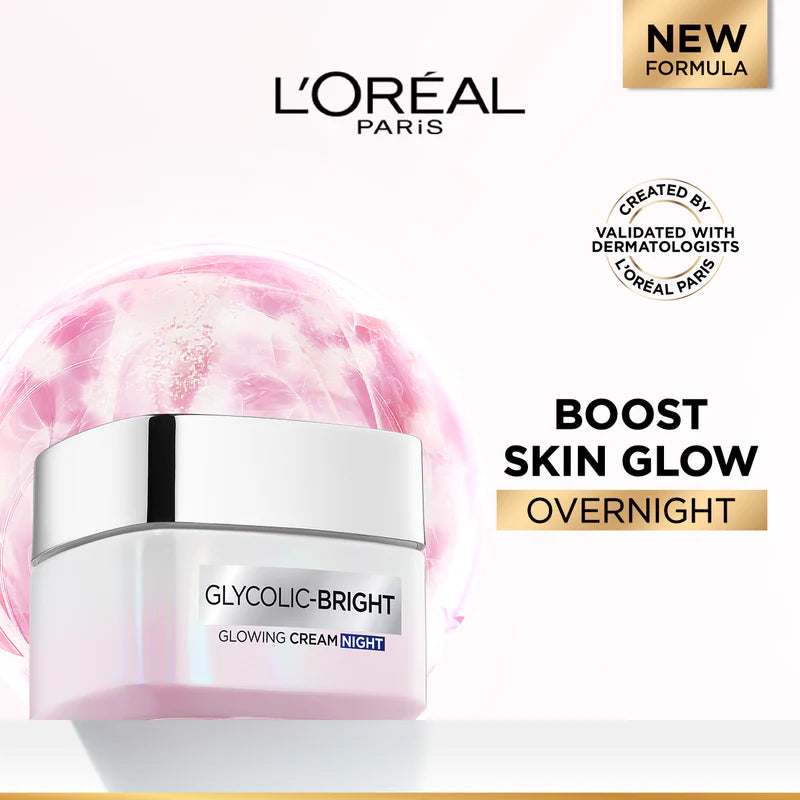 L’Oréal Paris Glycolic Bright Night Cream – Overnight Brightening & Dark Spot Reduction