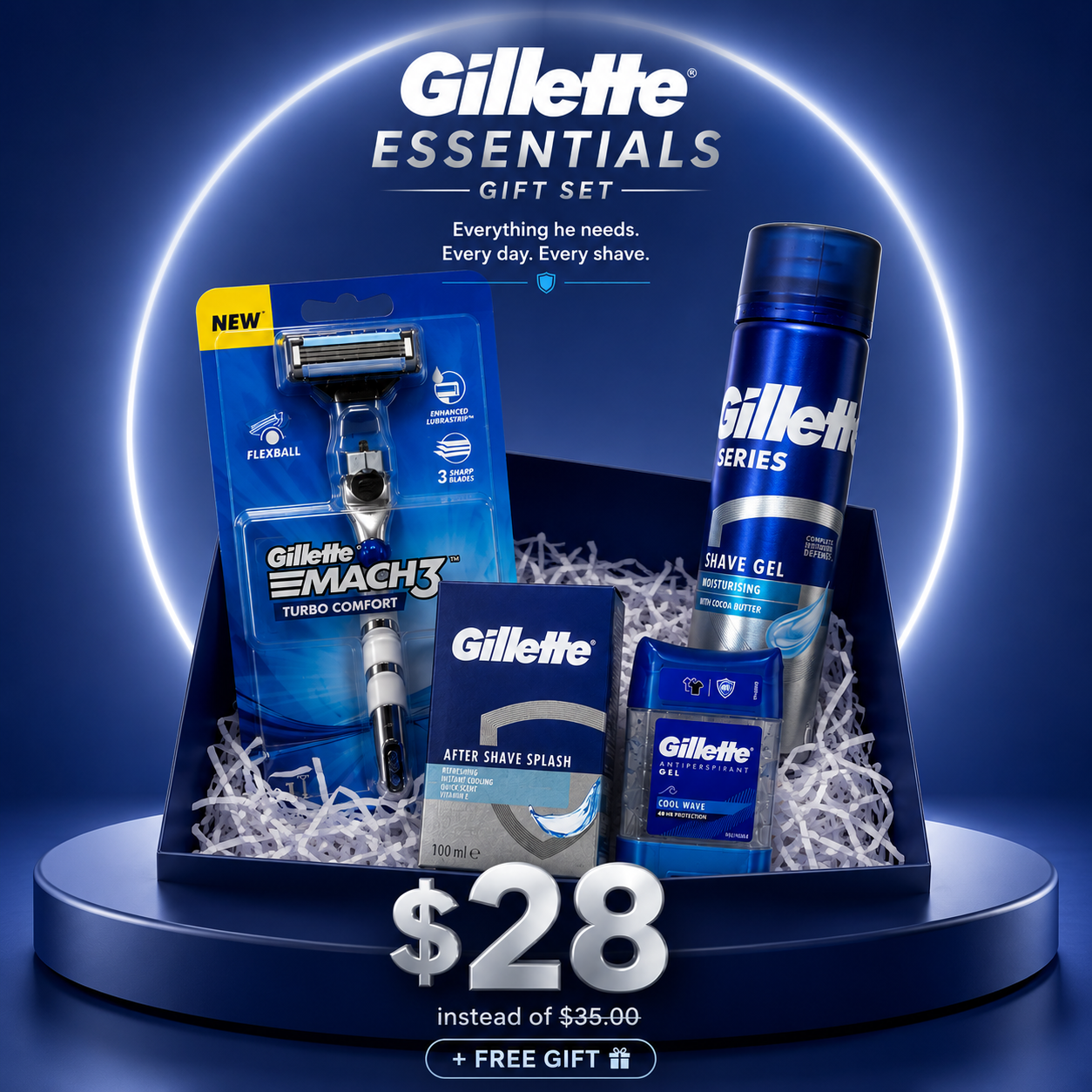 Gillette Essentials Complete Men's Grooming and Shaving Gift Set
