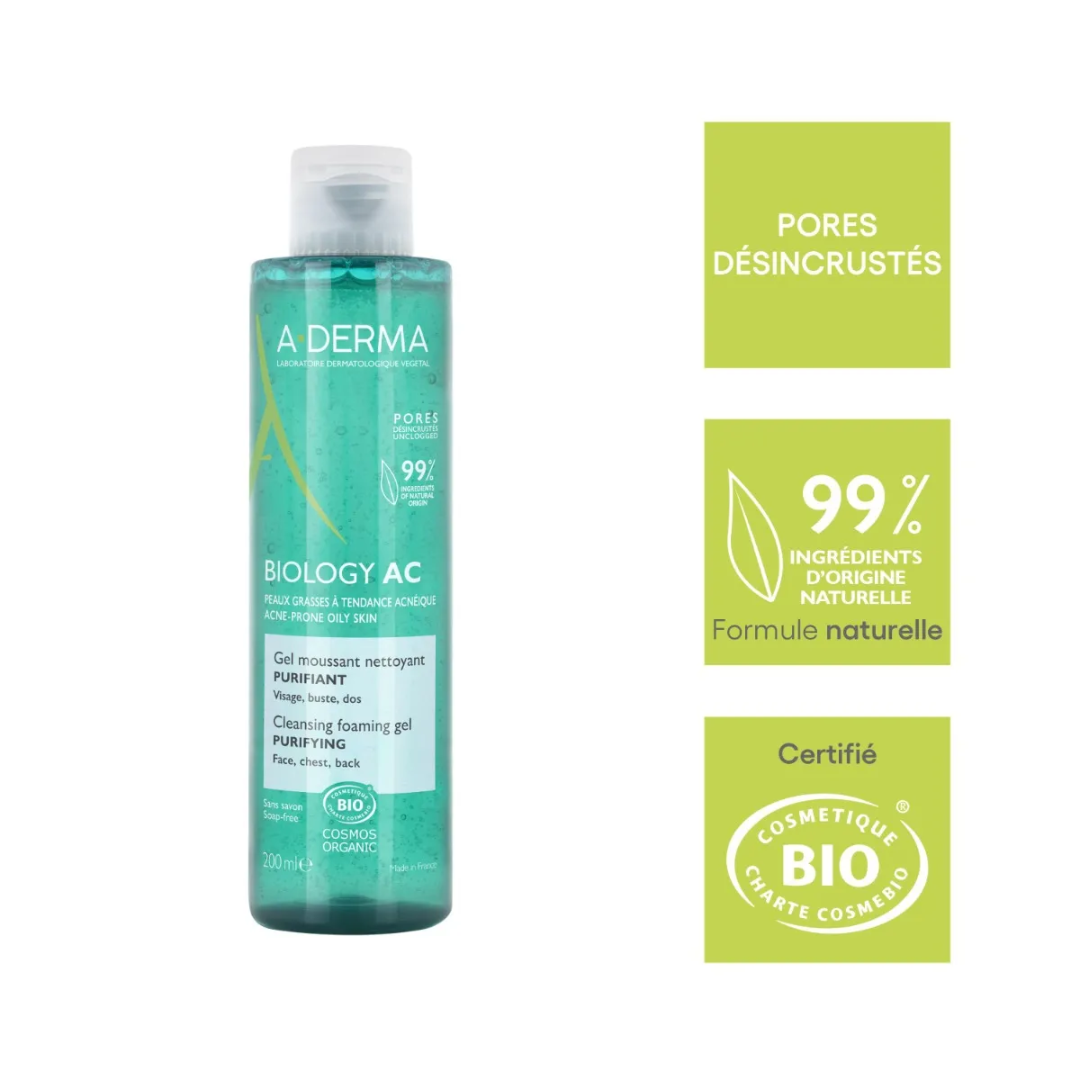 A-Derma Biology Ac Purifying Foaming Gel For Oily Skin 200ml