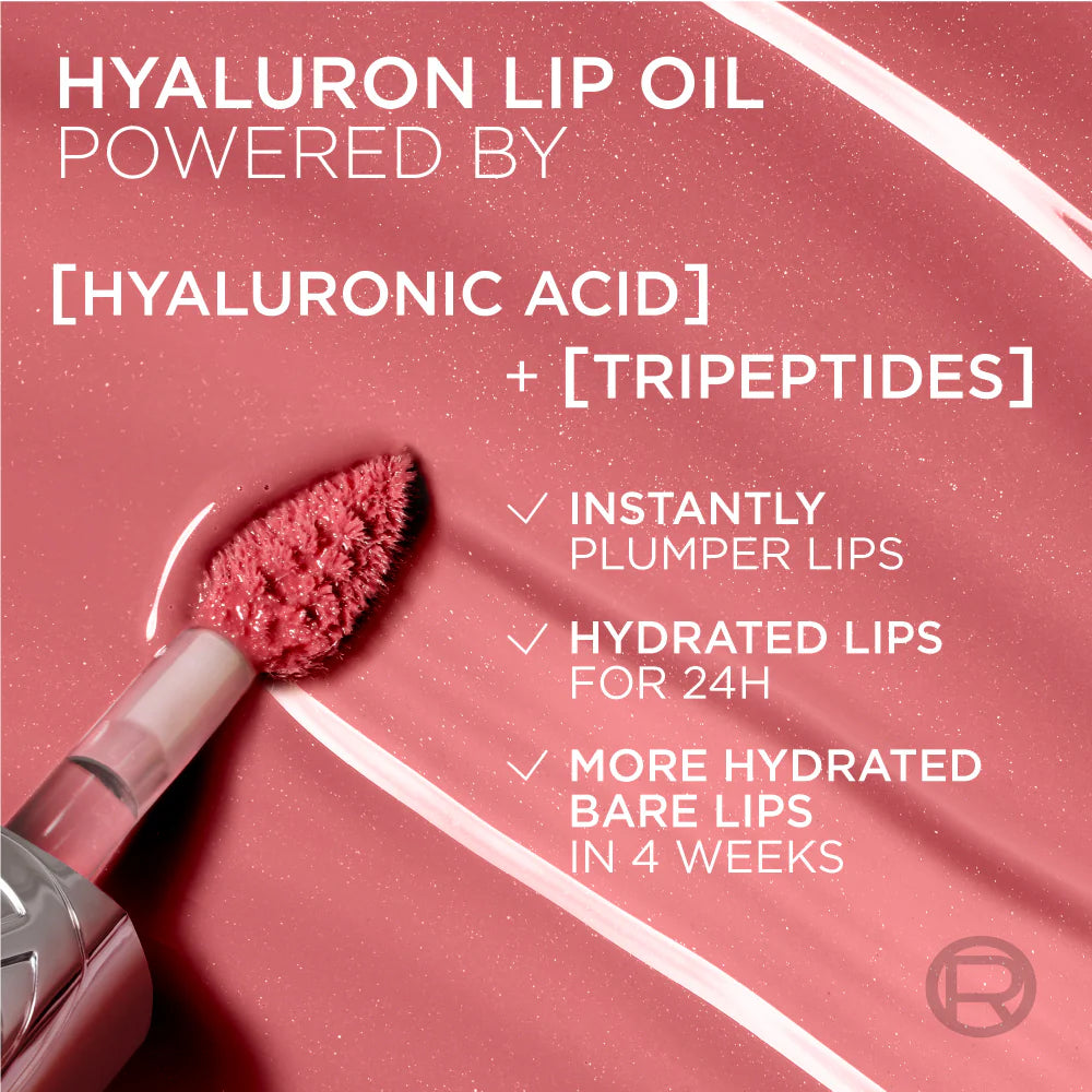 L’Oréal Paris Plump Ambition Hyaluron Lip Oil, 24HR Hydration and Volumizing Shine