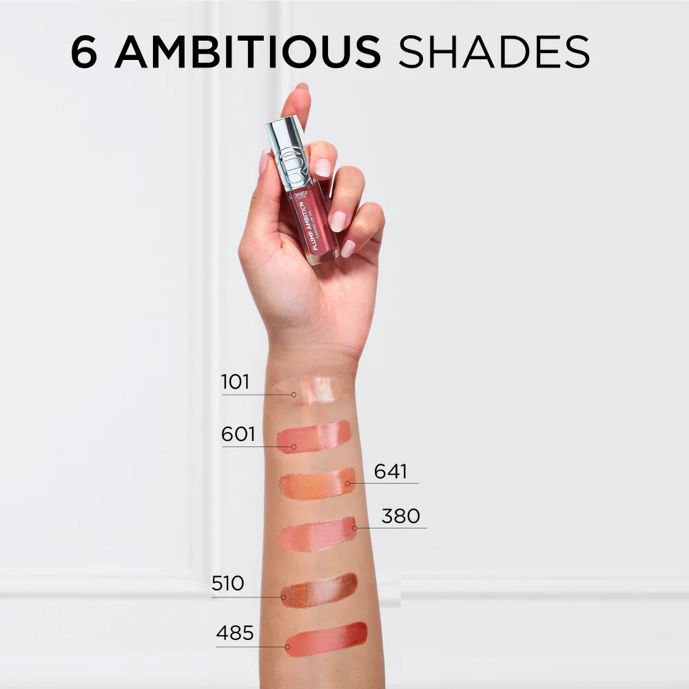 L’Oréal Paris Plump Ambition Hyaluron Lip Oil, 24HR Hydration and Volumizing Shine