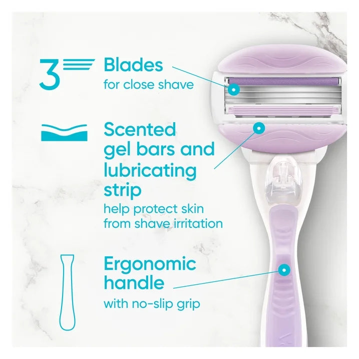Gillette Venus ComfortGlide Breeze Razor Handle With 2 Extra Blades - 3Pcs