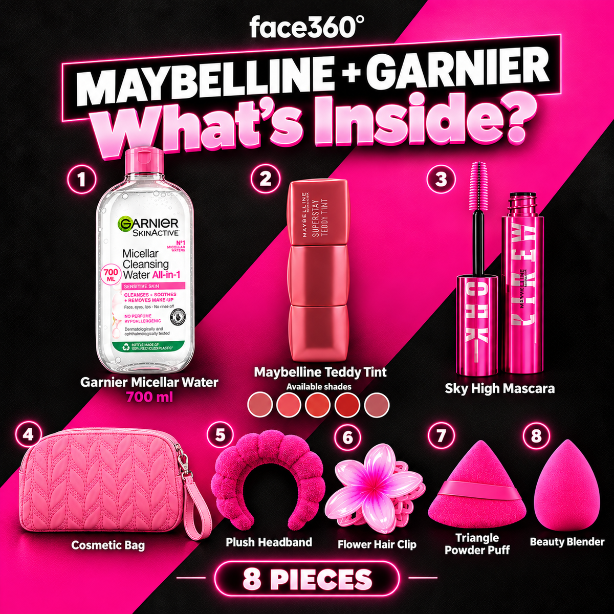 Maybelline & Garnier Everyday Glow Ultimate Beauty Kit ($35 | 8 Pcs)