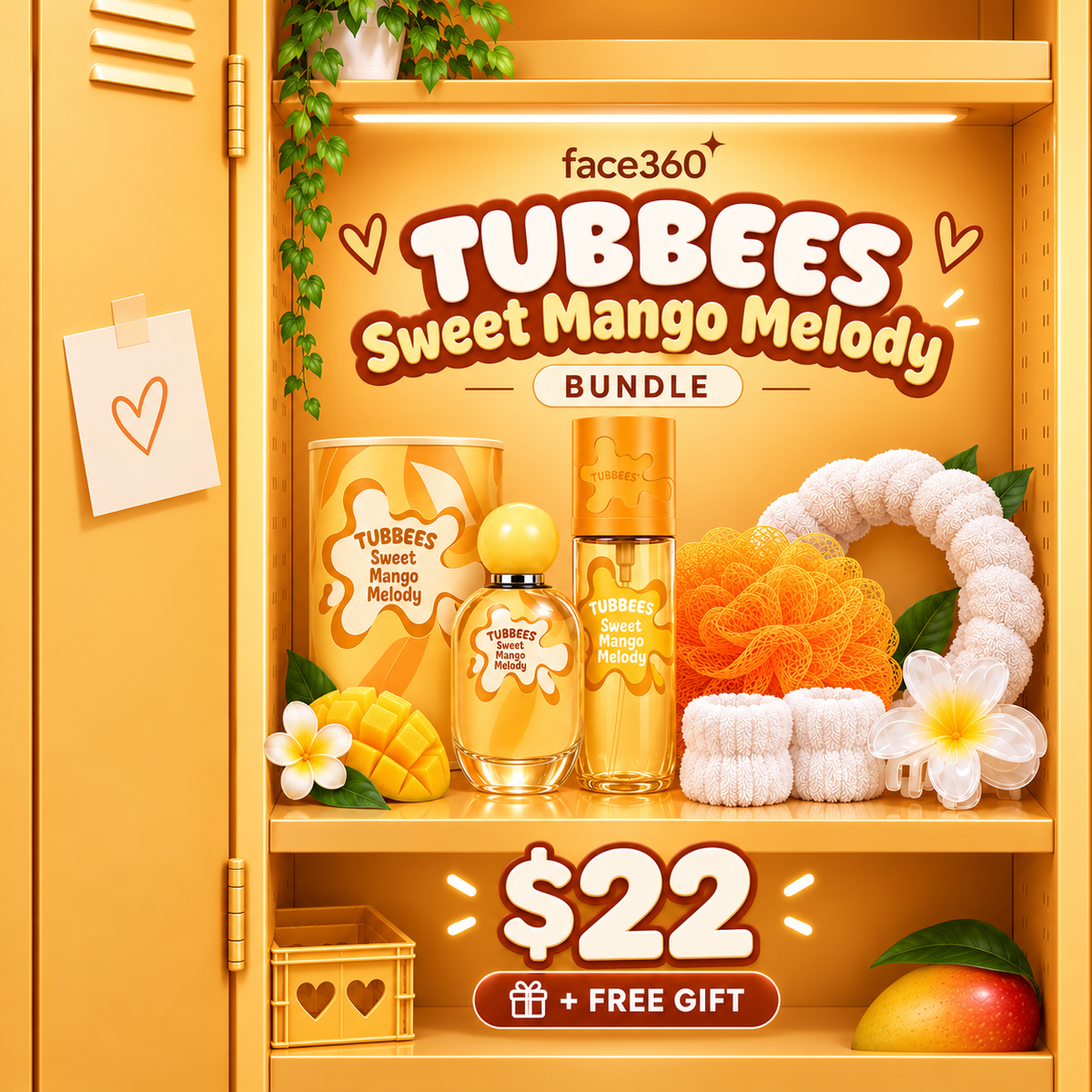 Tubbees Sweet Mango Melody Full Routine Bundle: Tubbees Perfume, Mist & Tropical At-Home Pampering Set