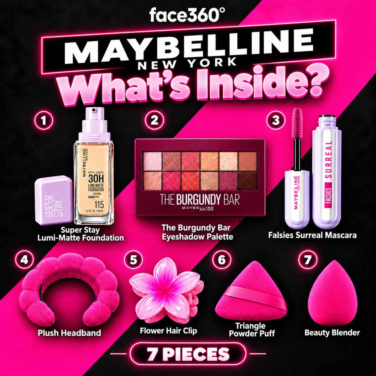 Maybelline New York Complete 7-Piece Glam Makeup Bundle