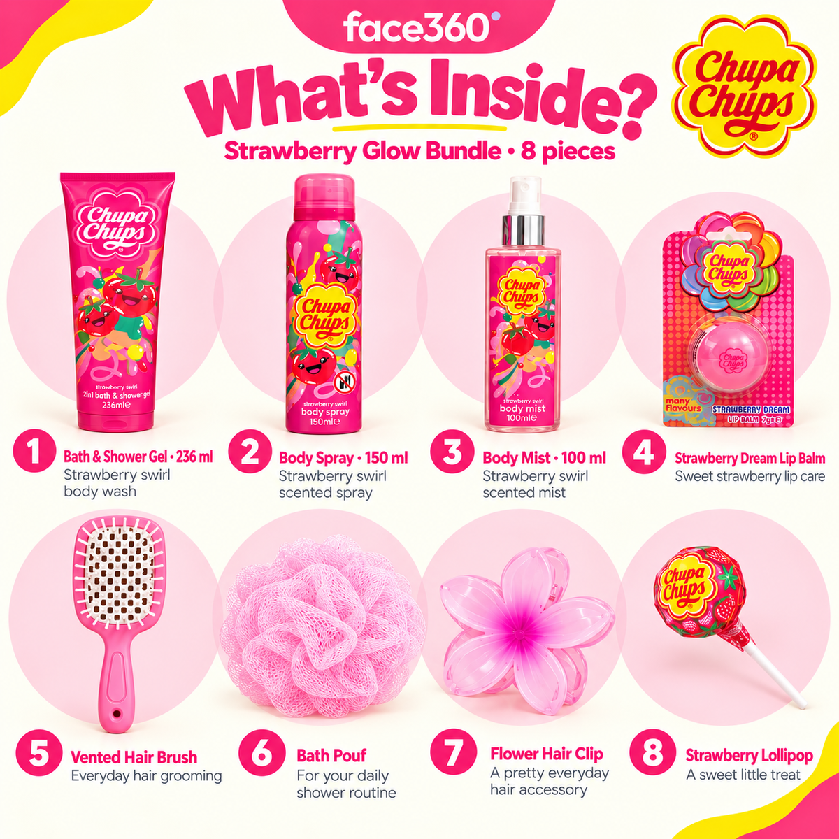 Chupa Chups Strawberry Glow 8-Pcs