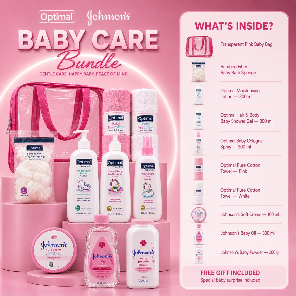 Optimal x Johnson's Complete Baby Care Bundle | 9-Piece Essential Kit + Free Gift