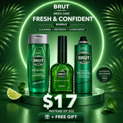 Brut Fresh & Confident Men's Bundle(Shower Gel 500ml + Splash 200ml + Deodorant 200ml)