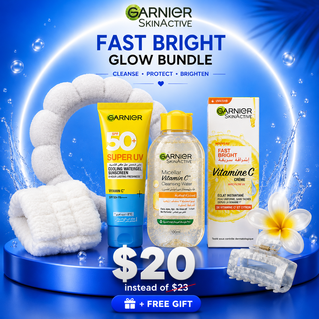 Garnier SkinActive Fast Bright Glow Bundle (Cleanse, Protect, Brighten)