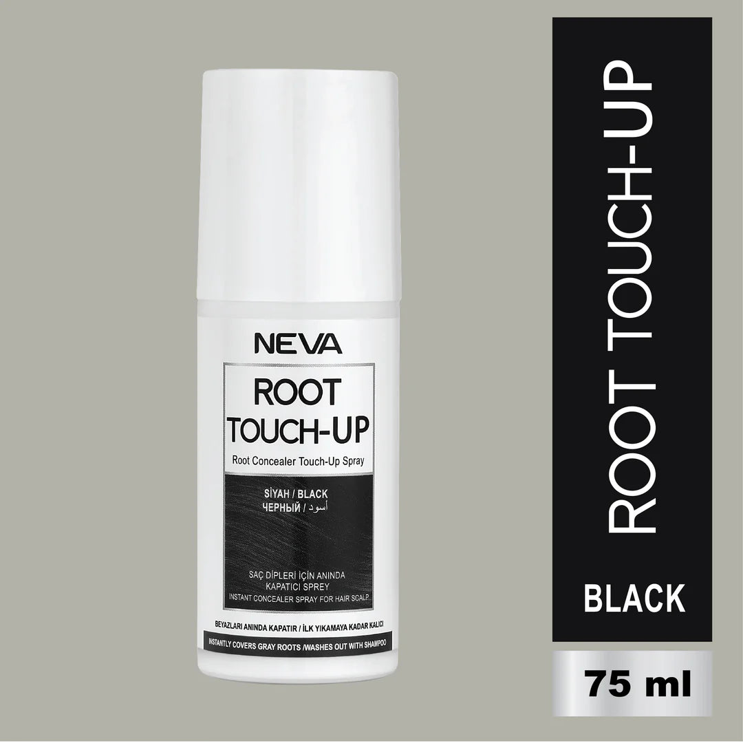 Neva Root Touch Up Hair Color Spray – Black – 75ml | Instant Gray Coverage, Long-Lasting Finish