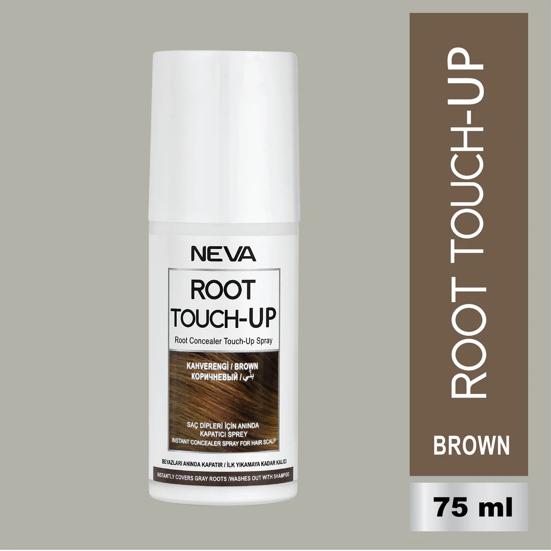 Neva Root Touch Up Hair Color Spray – Brown – 75ml | Instant Gray Coverage, Long-Lasting Finish