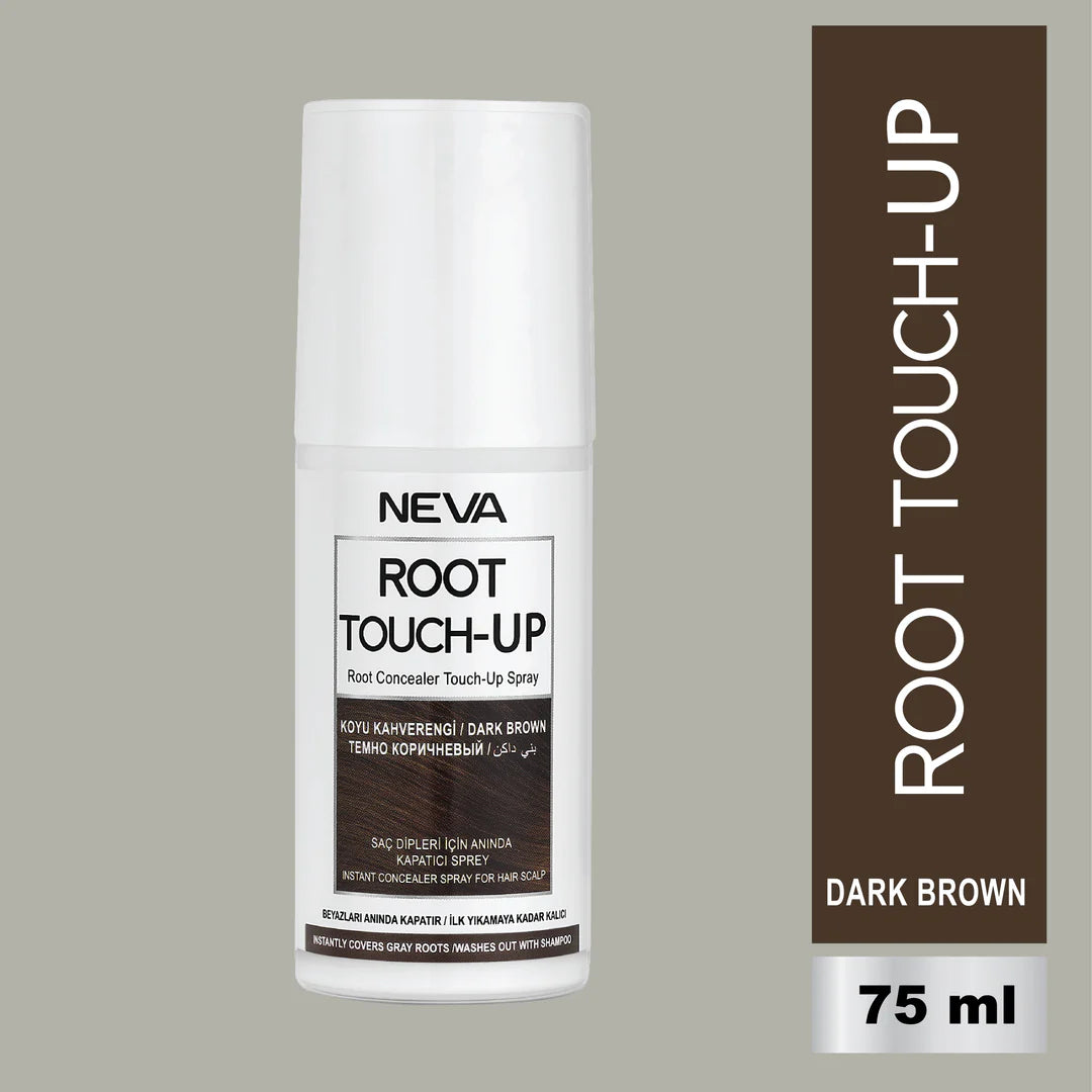 Neva Root Touch Up Hair Color Spray – Dark Brown – 75ml | Instant Gray Coverage, Long-Lasting Finish