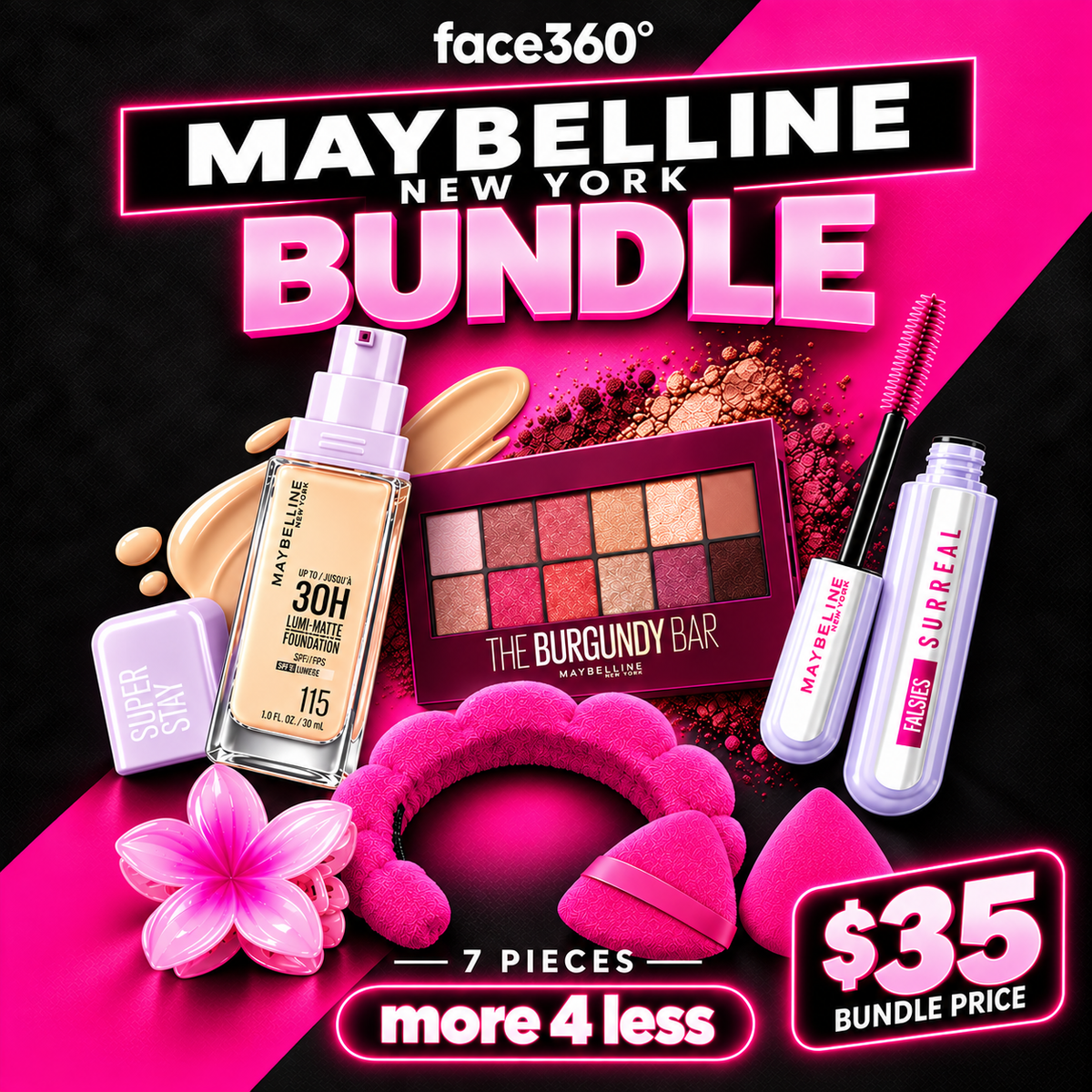 Maybelline New York Complete 7-Piece Glam Makeup Bundle