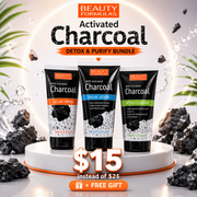 Beauty Formulas Charcoal Purifying Tube Set – Facial Scrub, Clay Mask & Detox Cleanser