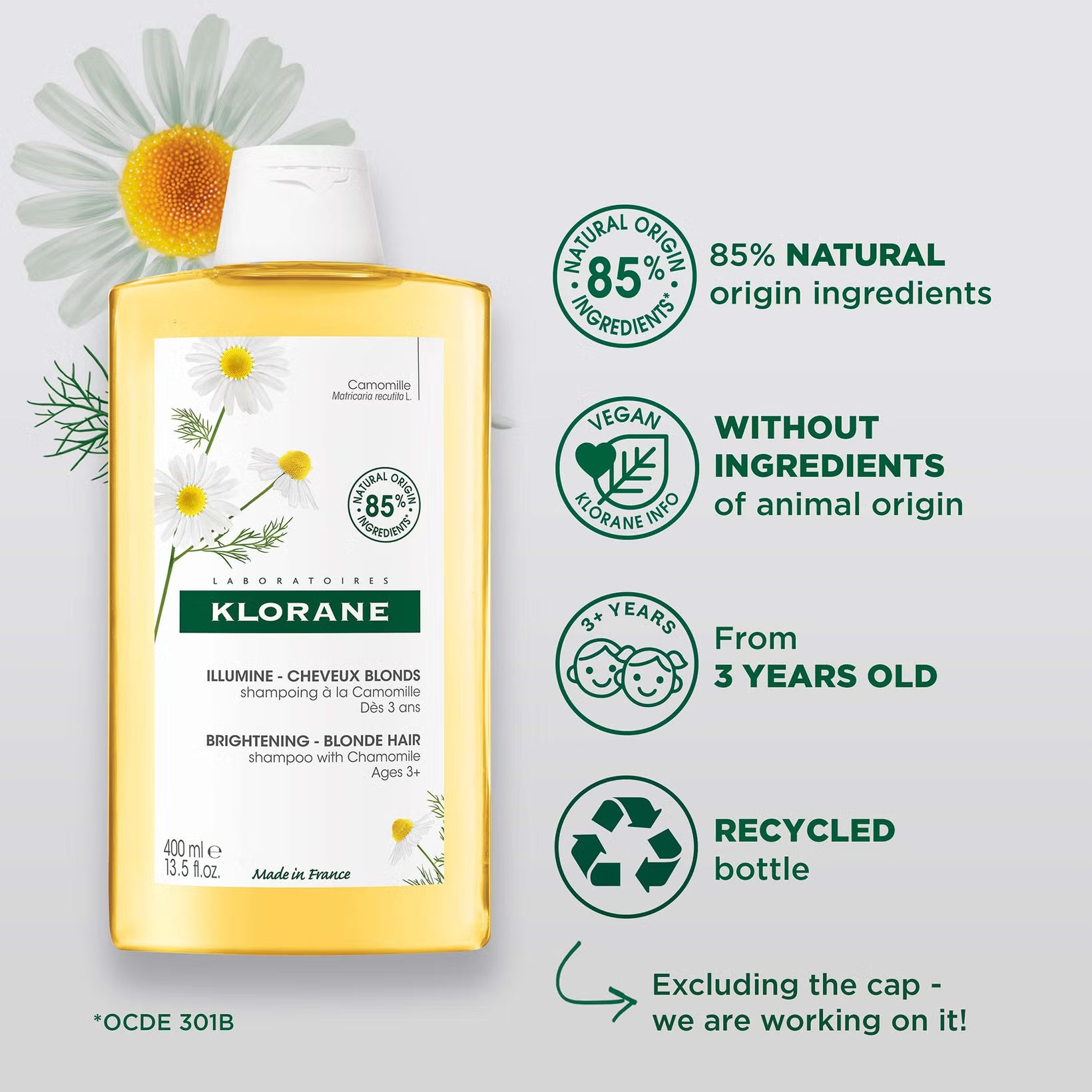 Klorane Blond Highlights Shampoo with Chamomile - Blond Hair 400ML