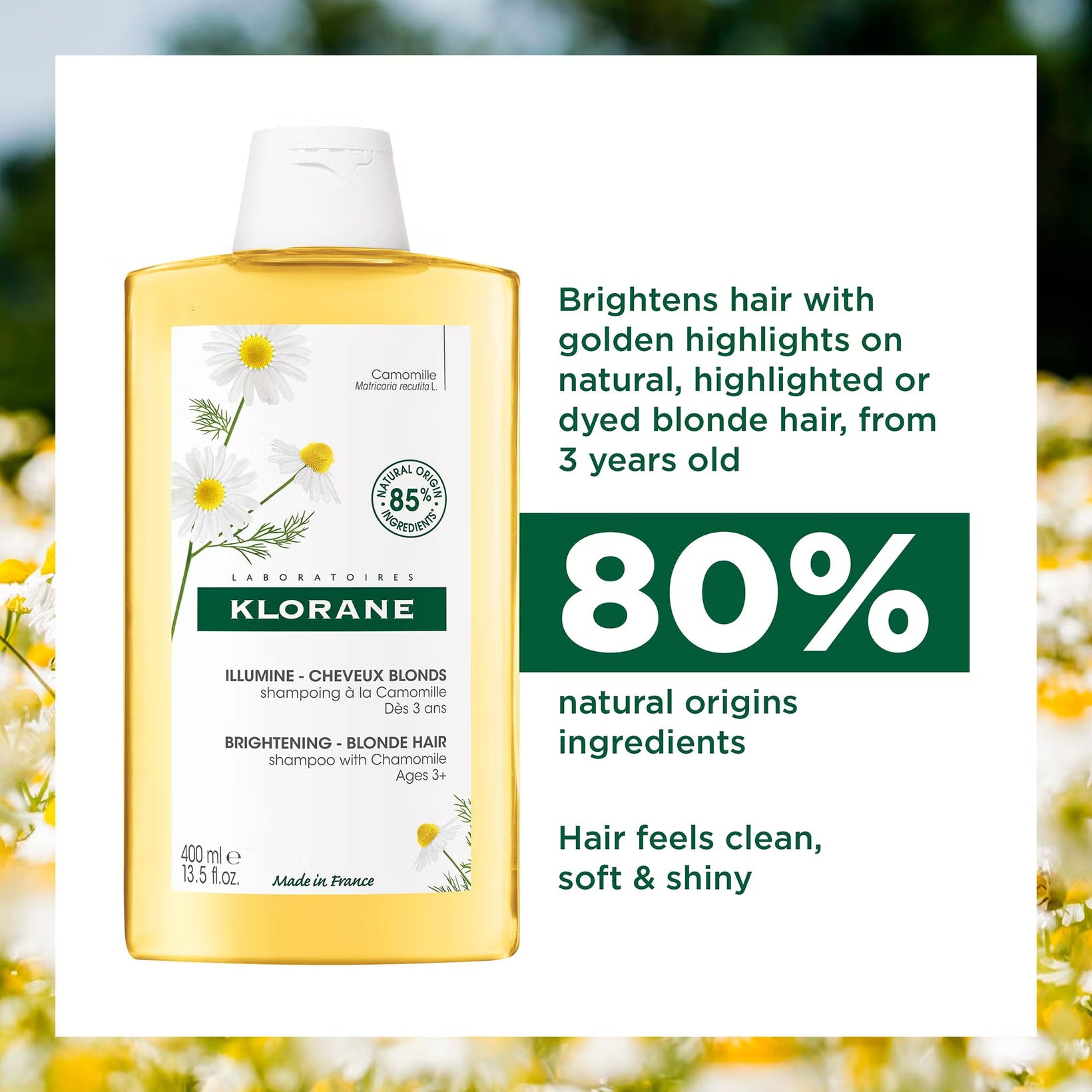 Klorane Blond Highlights Shampoo with Chamomile - Blond Hair 400ML