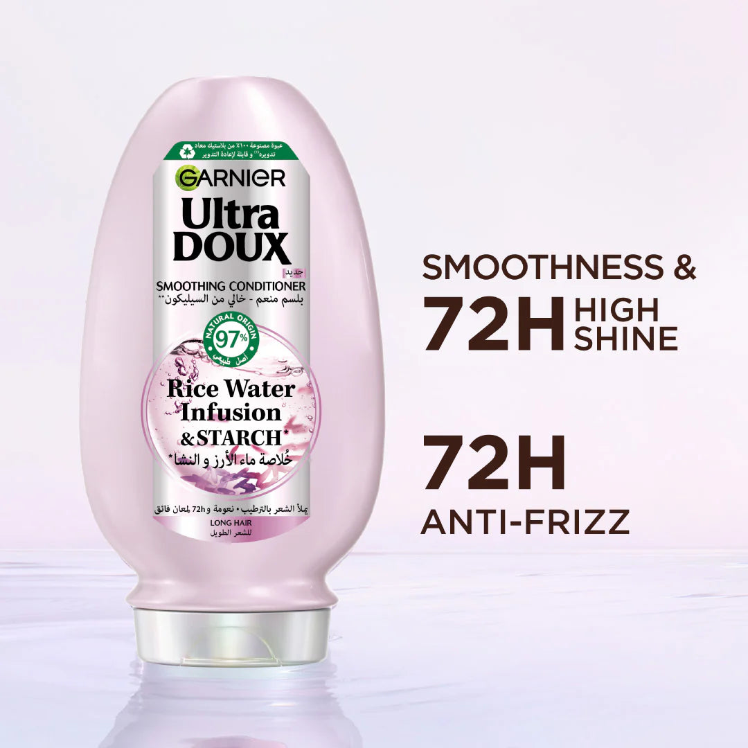 Garnier Ultra Doux Rice Water Infusion & Starch Conditioner For Long Hair, Smooth And Shine 200ml