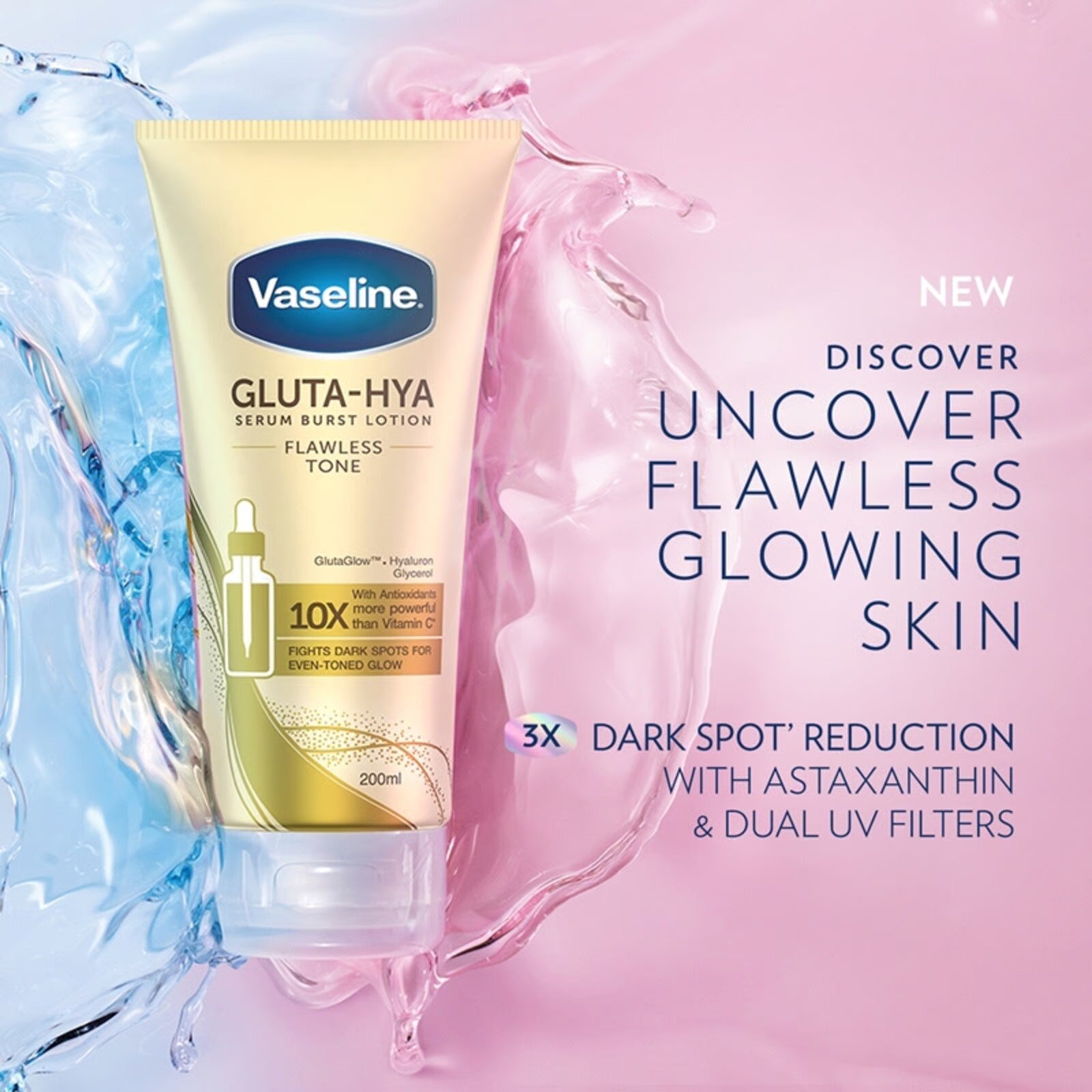 Vaseline Gluta-Hya Flawless Tone Serum Burst Lotion 200ml L